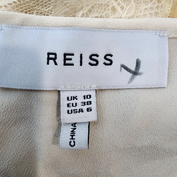 Reiss Emlin Floral Lace Yellow‎ Dress Wedding Garden Party Slip Dress Size 6 - Picture 7 of 11